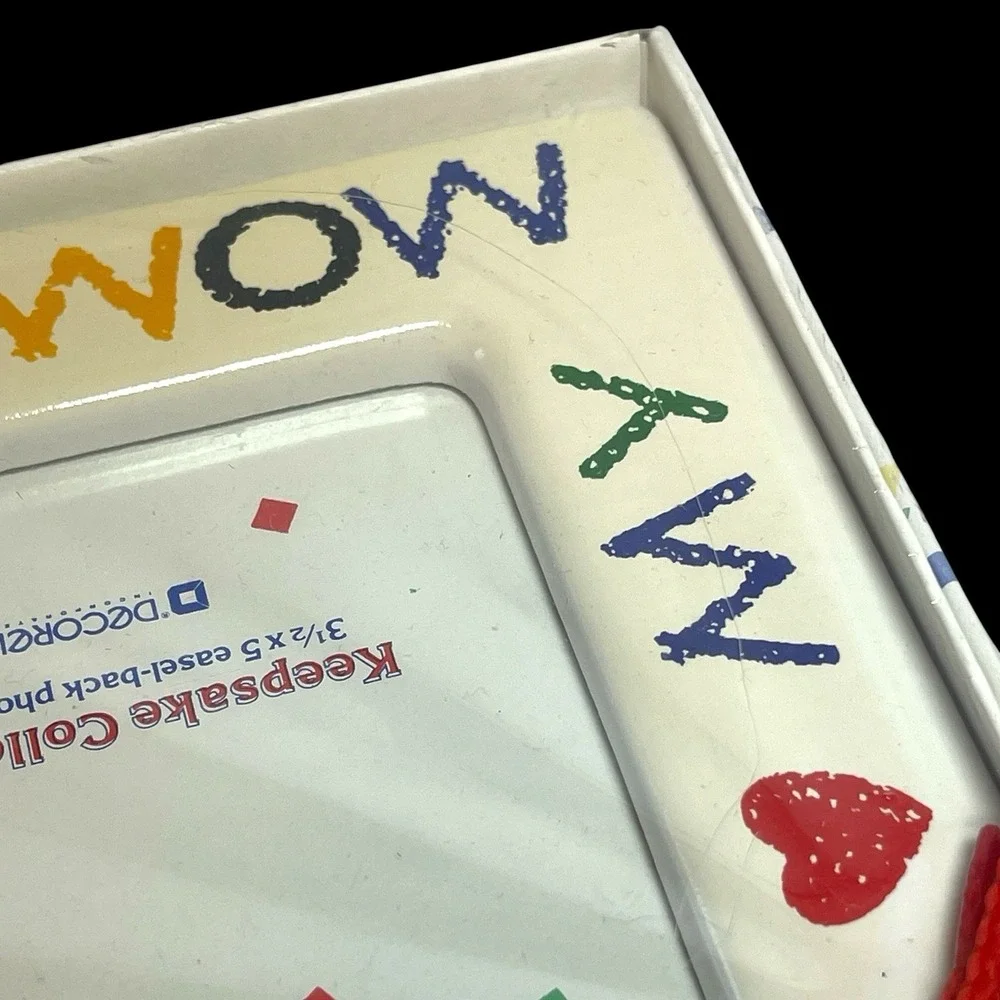 Vintage I Love My Mommy Ceramic Picture Frame 5x7 Retro Crayon Style READ Please
